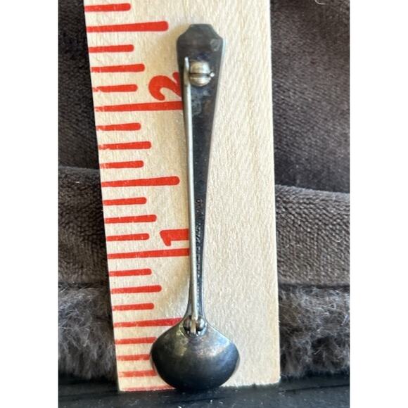 Vintage 1910 GORHAM STERLING SIlVER Tiny Salt spoon pin brooch - Picture 10 of 11